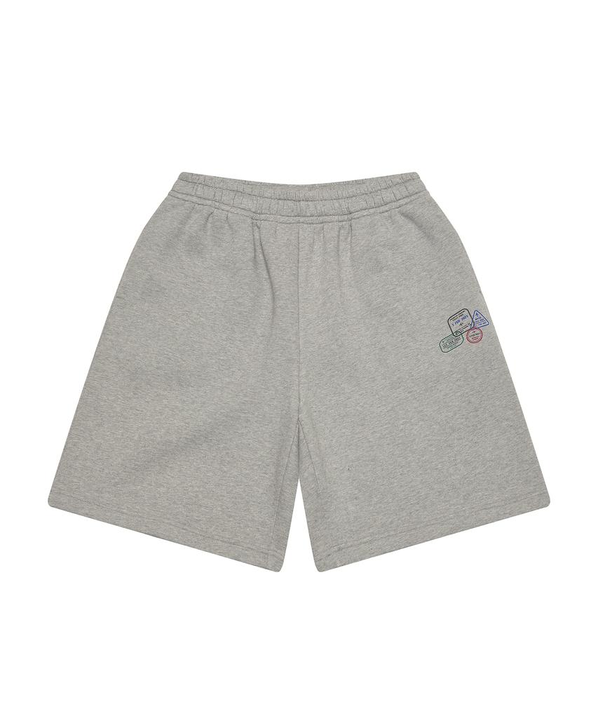 Gesison [L~4Xl] Signature Big Size Wide Sweatshirt Half Pants_Gray