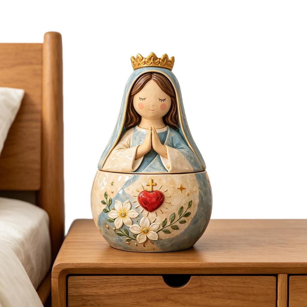 Harz Jungfrau Maria Statue Handbemalt Gesegnete Mutter Katholische Religiöse Statue für Christliches Gebet Altar Geschenk Heimdekoration