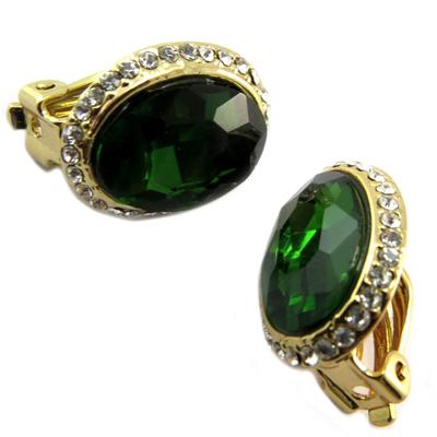 [P4956] - Golden Green 'Sissi' Designer Clips - 18x14 Mm