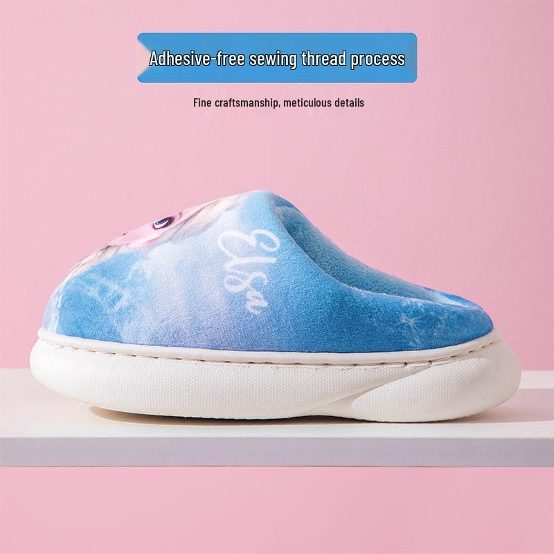 Girls' Winter Cotton Slippers - Soft Plush, Non-Slip Indoor Shoes for Middle & Big Kids