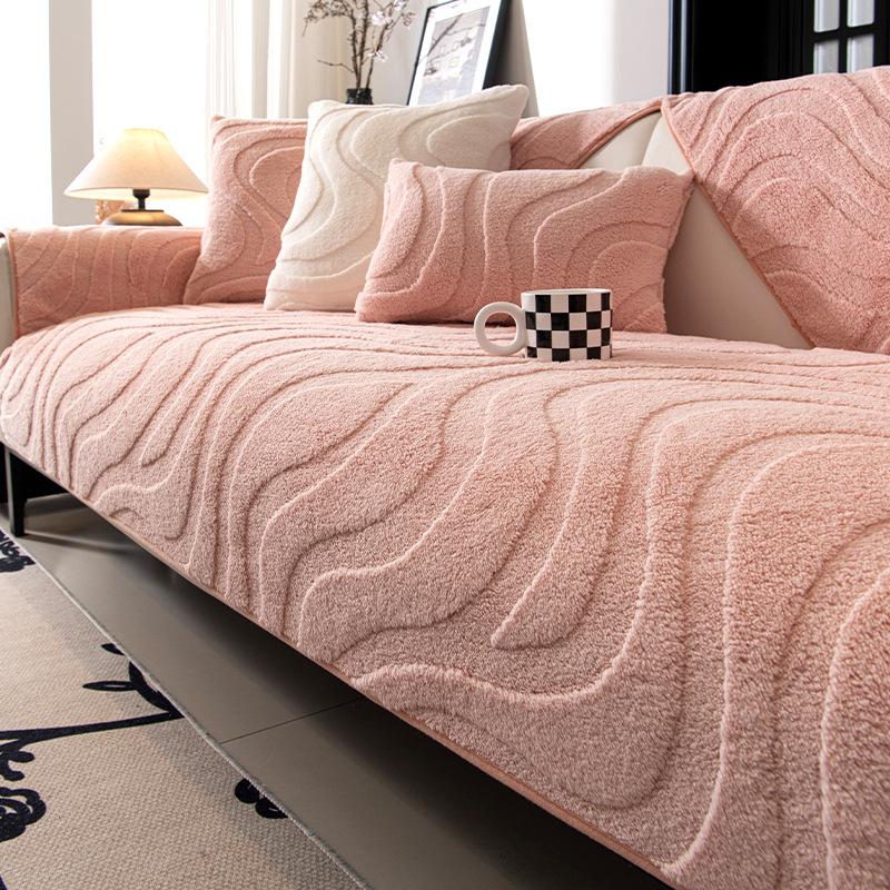 

Jacquard Fleece Sofa Cushion New Autumn And Winter Thickened Seat Cushion Non-Slip Sofa Cover Plush Backrest Cover 70*70cm