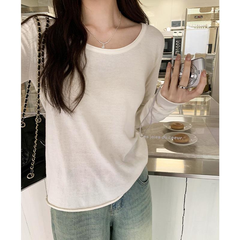 

Женский свитер с длинными рукавами, подвернутым краем и низом, новый, для отдыха и ленивой погоды, верхняя часть футболки XL