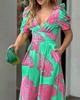 2023 Spring Women's Fashion V-neck Waist-Cinching Wide-Leg Jumpsuit