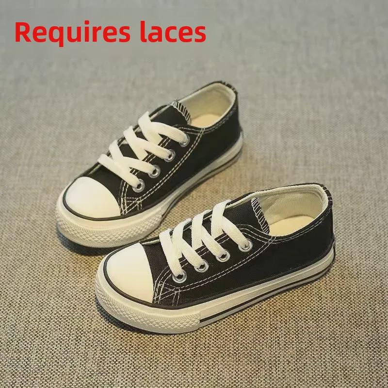 Girls' 2023 Autumn Canvas Shoes - Korean Style, Flat, Casual, Trendy, All-Match, White.