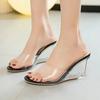 Fashion 2025Shoes for Women Summer New Fashion Slip-on  High Heels Crystal Wedge  Female Peep Toe Casual   Slippers