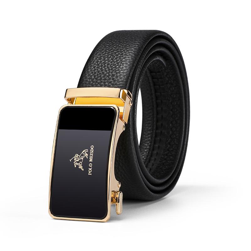 Genuine Paul Leather Men's Automatic Buckle Belt - High-End Cowhide Business Waistband