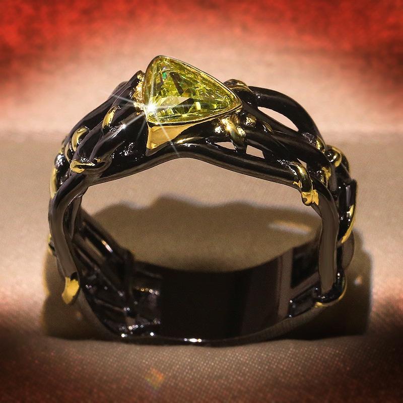 Neuer Ring, europäischer und amerikanischer Mode-personalisierter zweifarbiger Schmuck mit eingelegtem Topasring