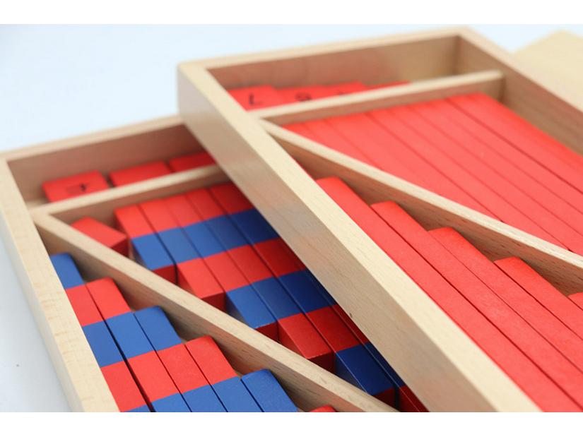 Montessori Math Teaching Aids: Small Wooden Red & Blue Number Rods for Number Concept Cognition and Education