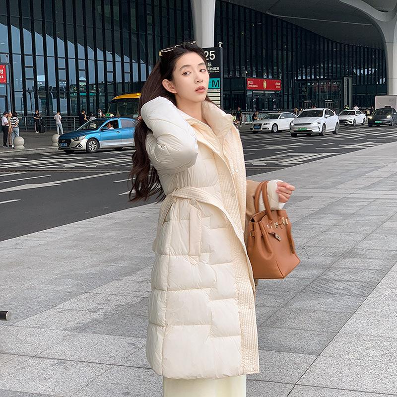 

Зимняя женская утолщенная хлопковая одежда длиной до колена, женская узкая и тонкая куртка из высококачественного хлопка M белый