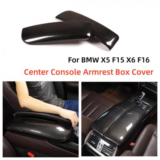 Carbon Fiber Center Console Armrest Box Panel Trim Cover Fits BMW X5 F15 X6 F16
