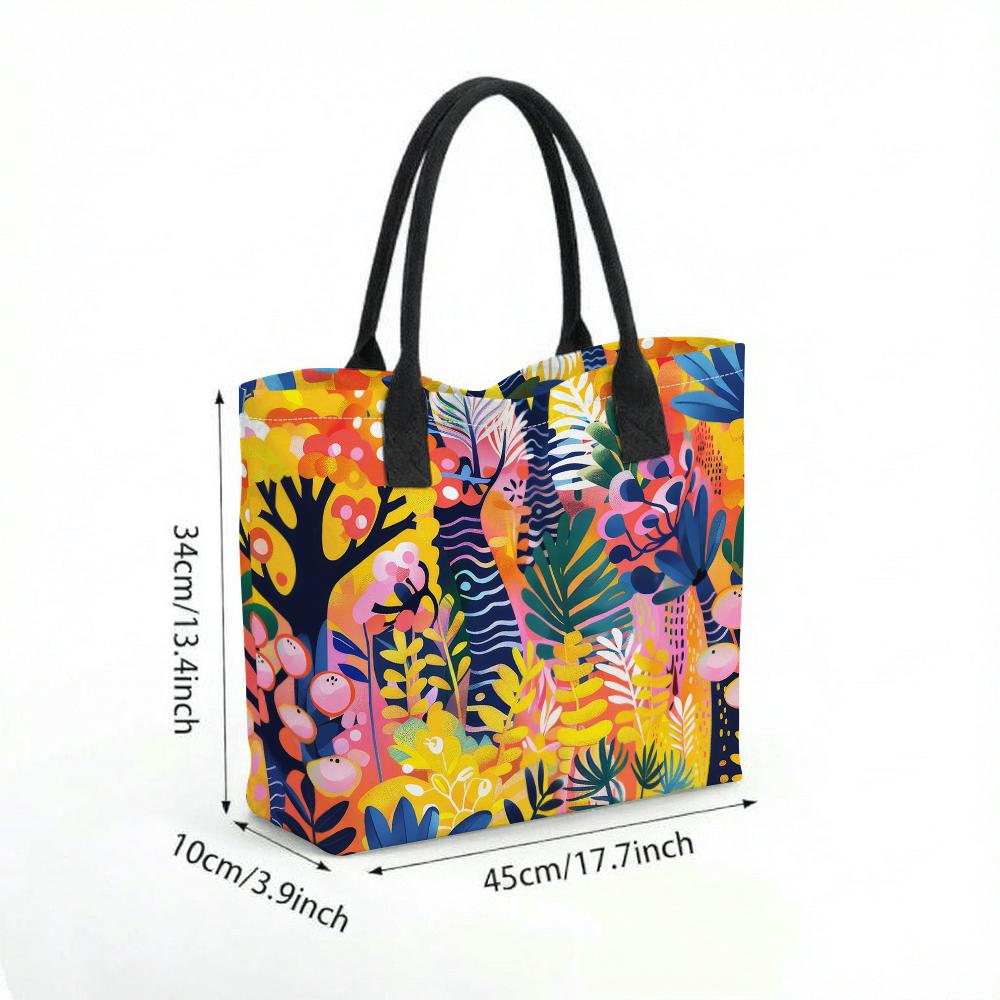 Colorful Floral Print Tote Bag Stylish Large Capacity Casual Daily Shoulder Handbag for Women