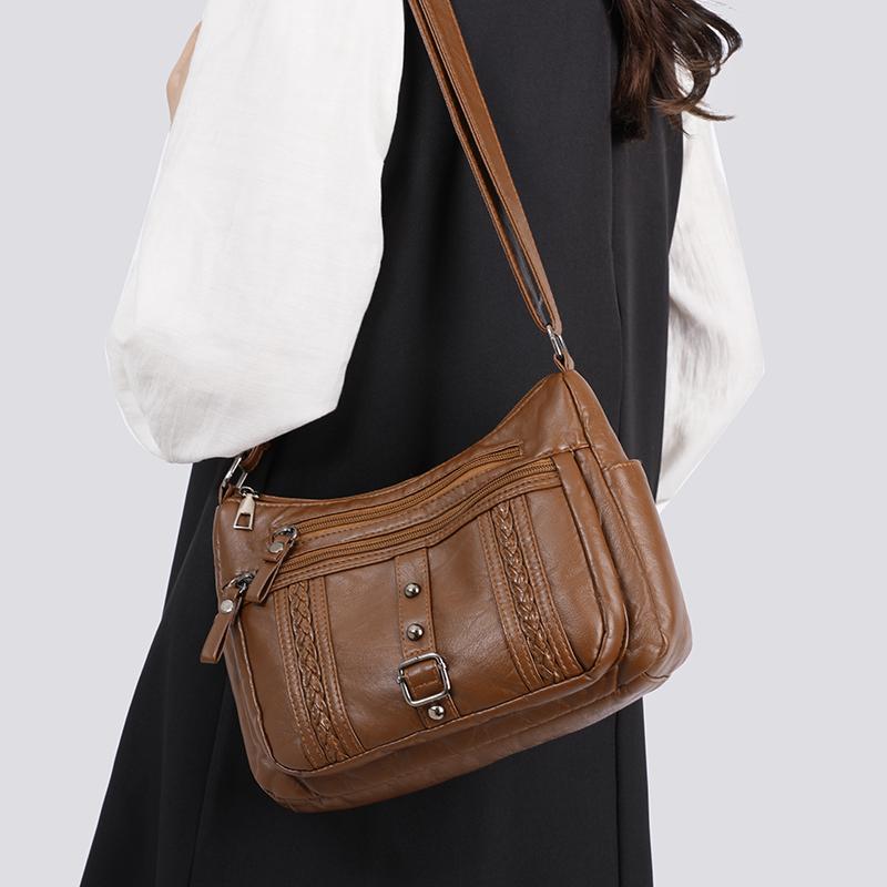 Dámská crossbody taška Taška pro matku středního věku Měkká kožená taška přes rameno
