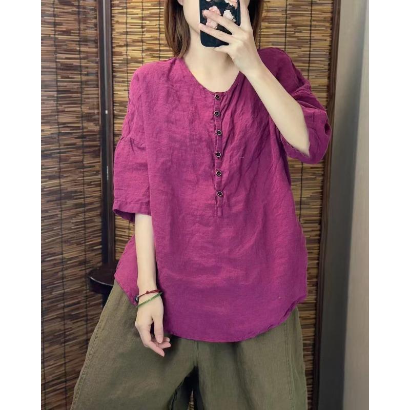 TIFICY Women's Fashion Casual Summer Spring Solid Color Print 1/2 Sleeves V-Neck Blouses & Shirts