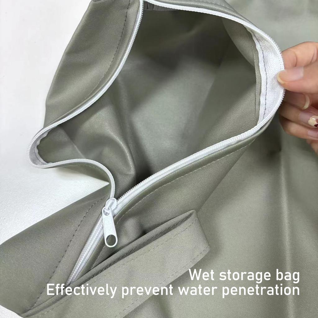 2pcs Wet Bags Zippered Water Proof Portable Outdoor Storage Bag Organizer for Wet Clothes Green White