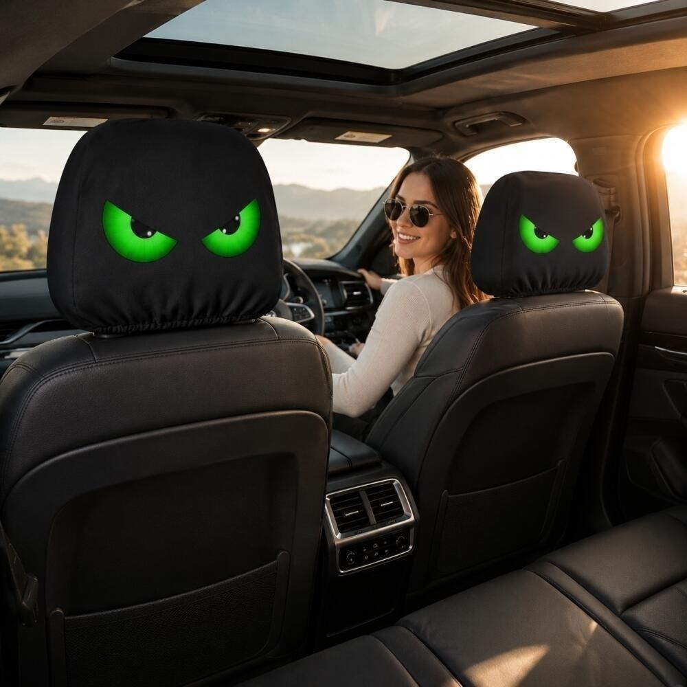 Cartoon Car Pillowcase Funny Car Seat Headcover Car Headrest Covers Journey Must-Have
