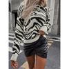 Casual Loose Knitted Zebra Striped Pullovers Sweaters for Autumn/Winter Women's Sweater New O-neck Full Sleeve Pullover