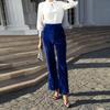 European & American Patchwork Gold Velvet High-Waisted Flare Pants for Women - 2023 Spring/Fall Collection