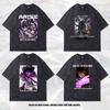 Japanese I Alone Upgrade Animation Printing Short-Sleeved T-Shirt Retro Washed Old Casual Half-Sleeved T-Shirt