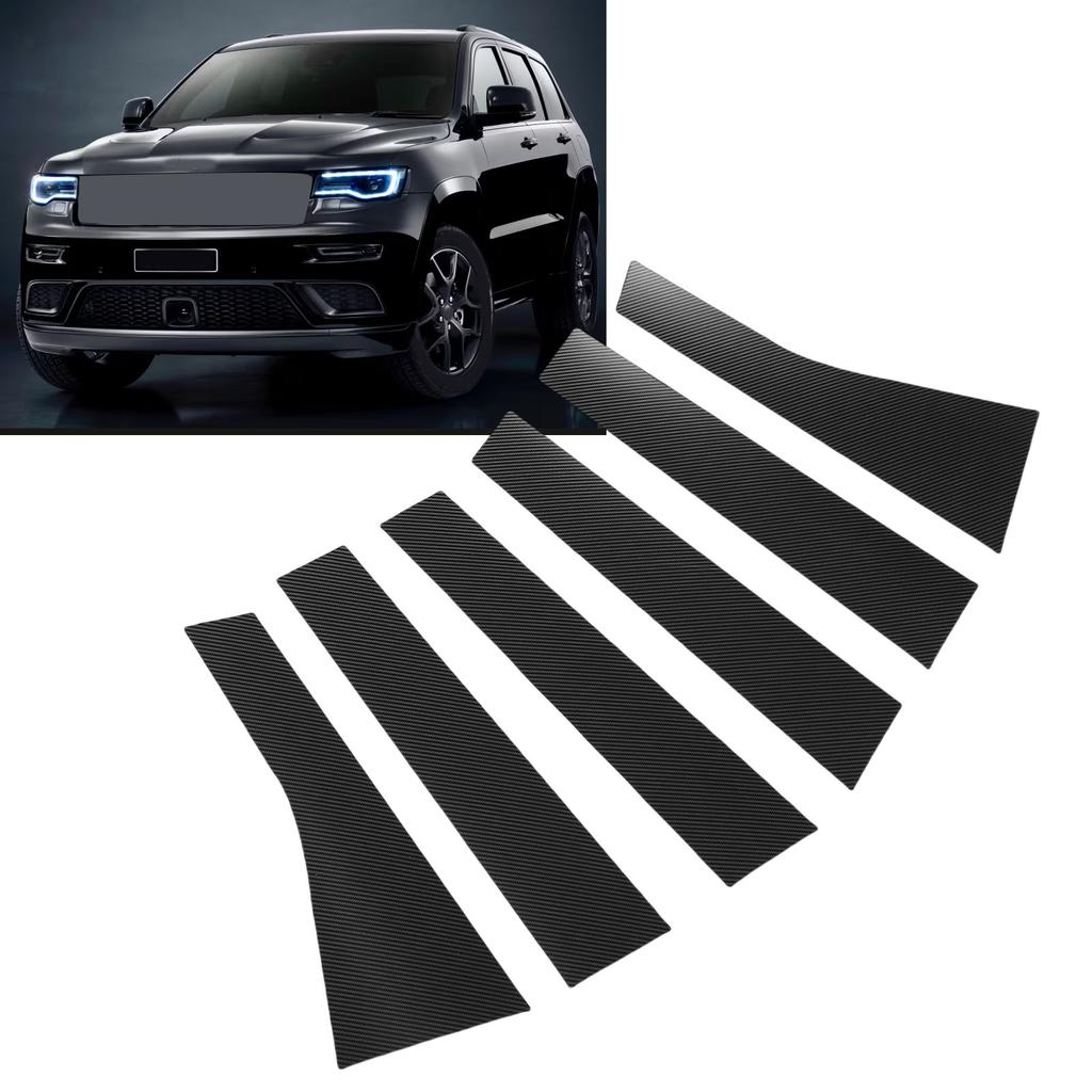 6PCS Car Door Window Pillar Posts Cover Trim Exterior Door Window Pillar Panel Decorative Cover Replacement for     Cherokee 2011-2021