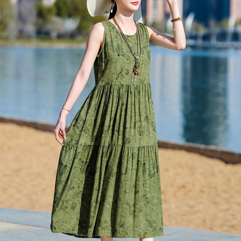 Elegantní dámské letní šaty nadměrné velikosti, ležérní volné dlouhé šaty bez rukávů, dámské vintage oblečení