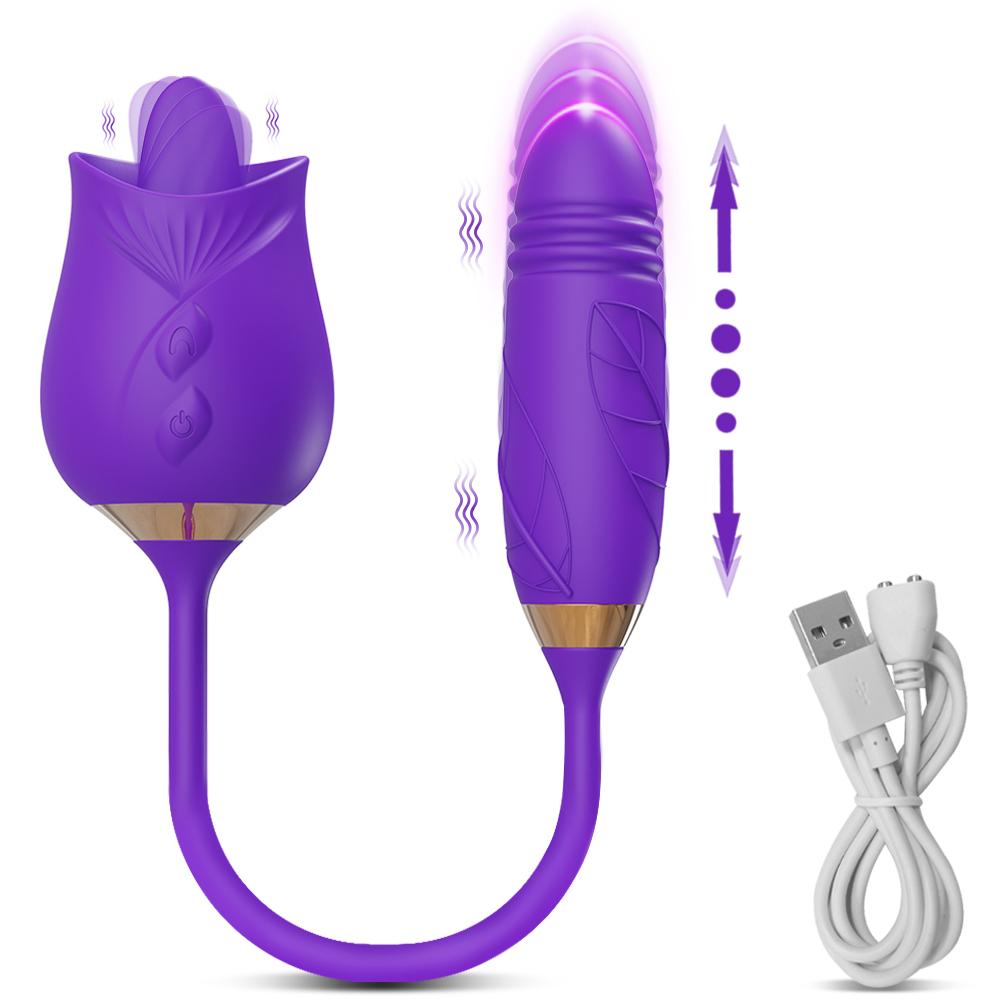 Rose-Sucking Vibrator for Women Clit Sucker Vagina G Spot Thrusting Vibrator Stimulator Female Masturbator Adult Sex Toy