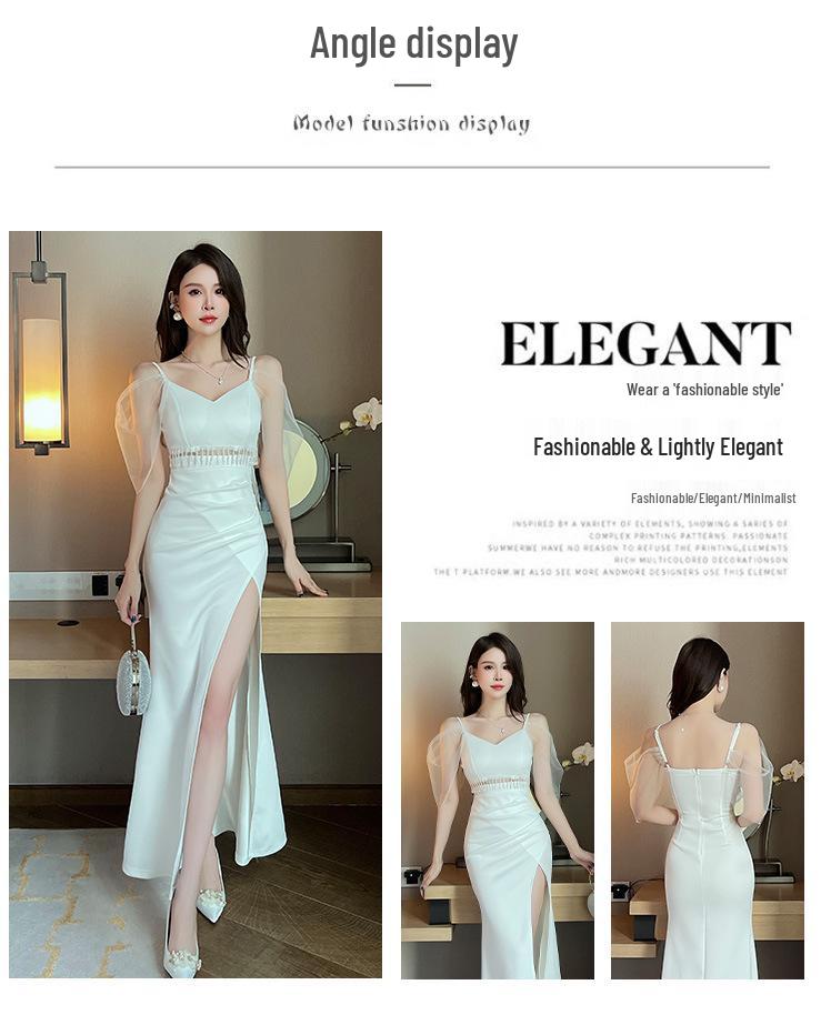 Elegant French High-End Summer Evening Gown - Sexy Long Light Luxury Dress A716