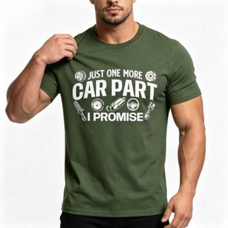 Vintage Auto Parts Print Unisex Cotton Tshirt Just One More Car Part Mechanic Short Sleeve Male Tops