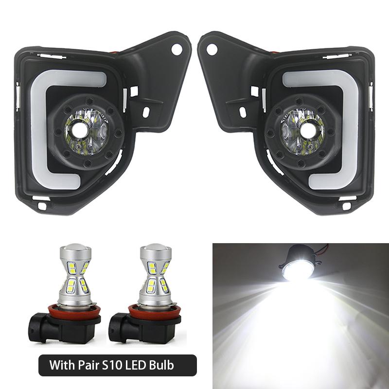 Pair Fog Lamp For Toyota Hiace 2014 2015 2016 2017 2018 With Wires Waterfall Lights LED DRL Front Bumper Anti Fog Light