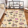 Cute Cartoon Cat Pattern Carpet with Paw Prints Yarn Balls Houses and Beige Background Suitable for Use As an Anti-slip for Room and Bedroom Sofas