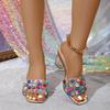 Glänzende Bunte Strass-Sandalen Hausschuhe Damen Transparent Dicker Boden Partykleid Mules Hohe Absätze 2026 Sommer Mit Absatz