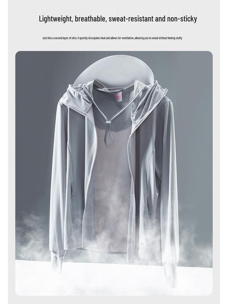 Unisex UV-Schutz Eis-Seide Sonnenjacke mit abnehmbarem Schirm - Atmungsaktiv, Leicht, Partnerlook