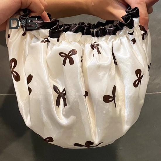 Bonnet de Douche Femme Double Couche Finition Satinée Imperméable Couche Intérieure Protection Cheveux Bonnet de Douche Élastique Chapeau de Maquillage