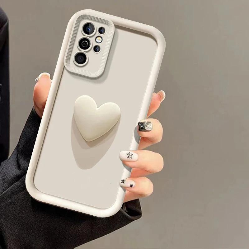 Urocze etui 3D z sercem miłości na telefon Samsung Galaxy S25 S24 Ultra S22 S23 Plus A53 A52 A54 A15 A35 A55 A06 A36 A56 Silikonowe etui