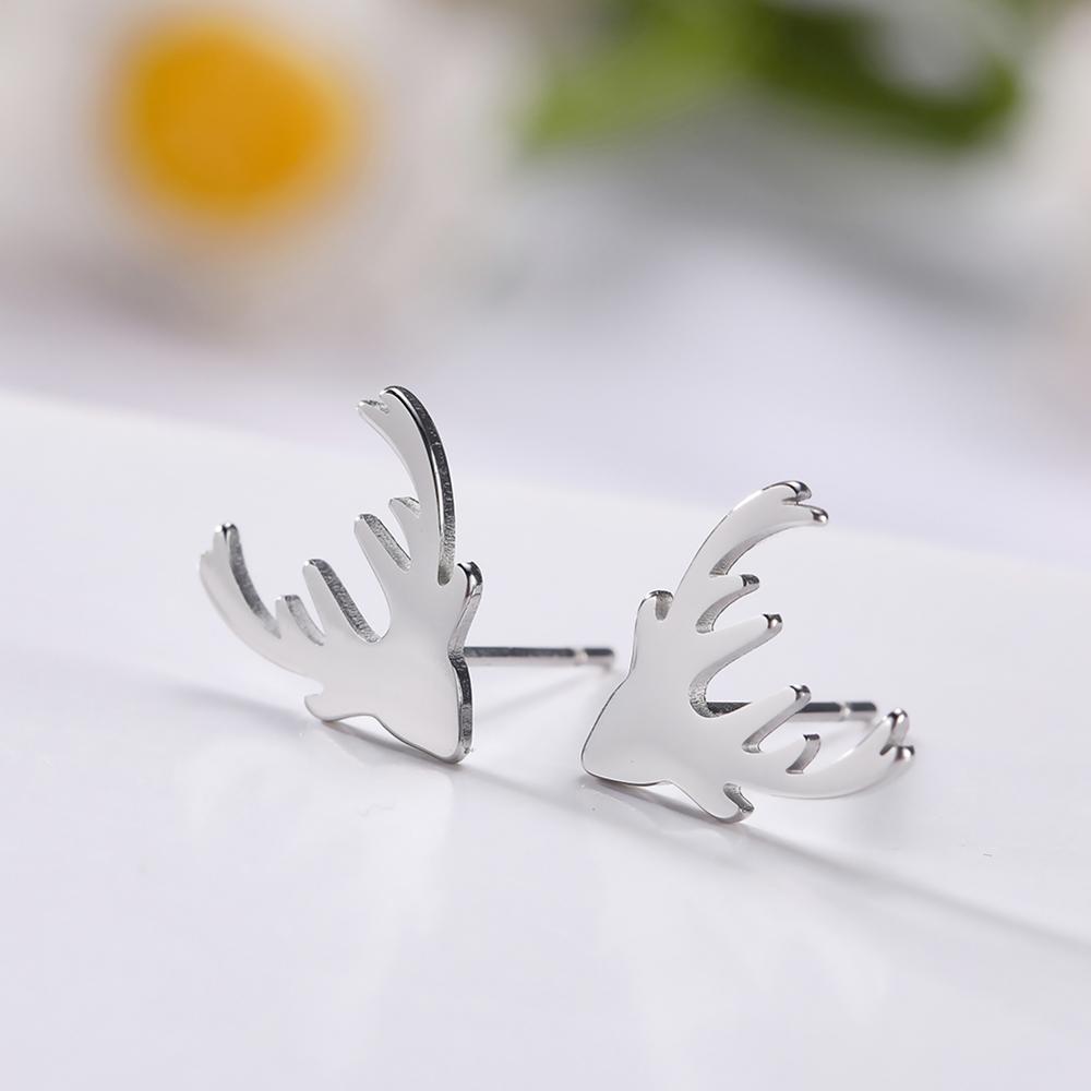 Snowflake Tree Elk Jingle Bell Stud Earring Women Stainless Steel Gold Earrings Jewelry Valentine Gift