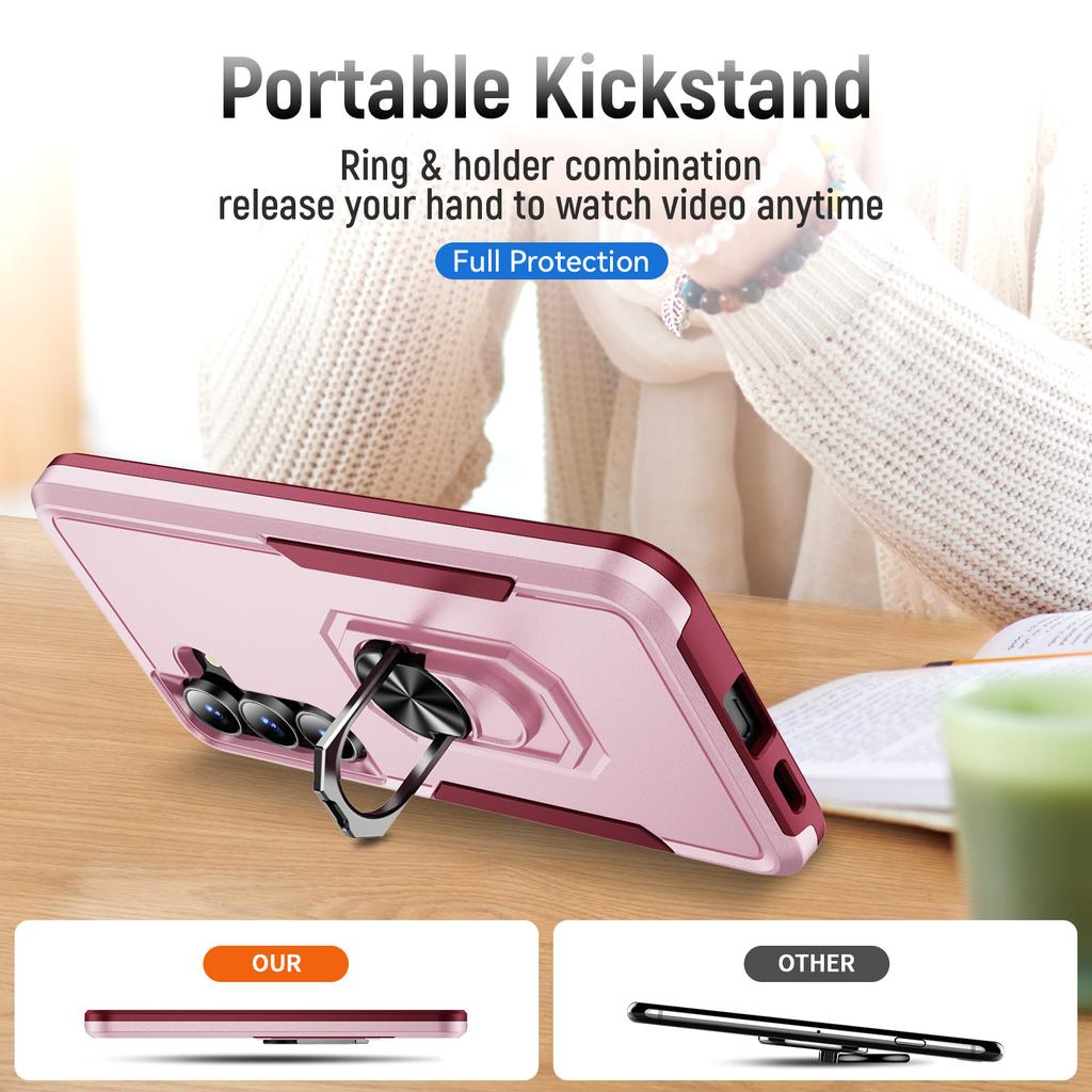 For Samsung Galaxy S25 FE Case Military Grade Ring Kickstand PC+TPU Phone Cover