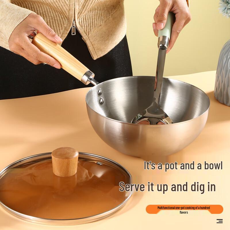 Mr. Jian 22cm 304 Stainless Steel Flat Bottom Wok with Glass Lid