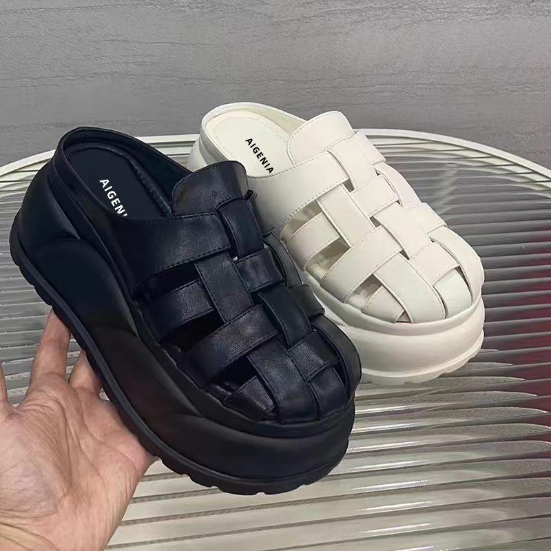 Pantofole basse con punta chiusa da donna, da esterno, nuova moda estiva, sandali da spiaggia