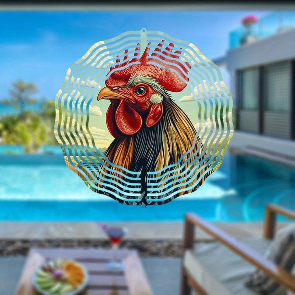 Rooster Metal Wind Chime - 2D Farmhouse Design for Garden, Patio & Balcony | Relaxing Wind-Activated Sounds | No Electricity Needed – Outdoor Decor