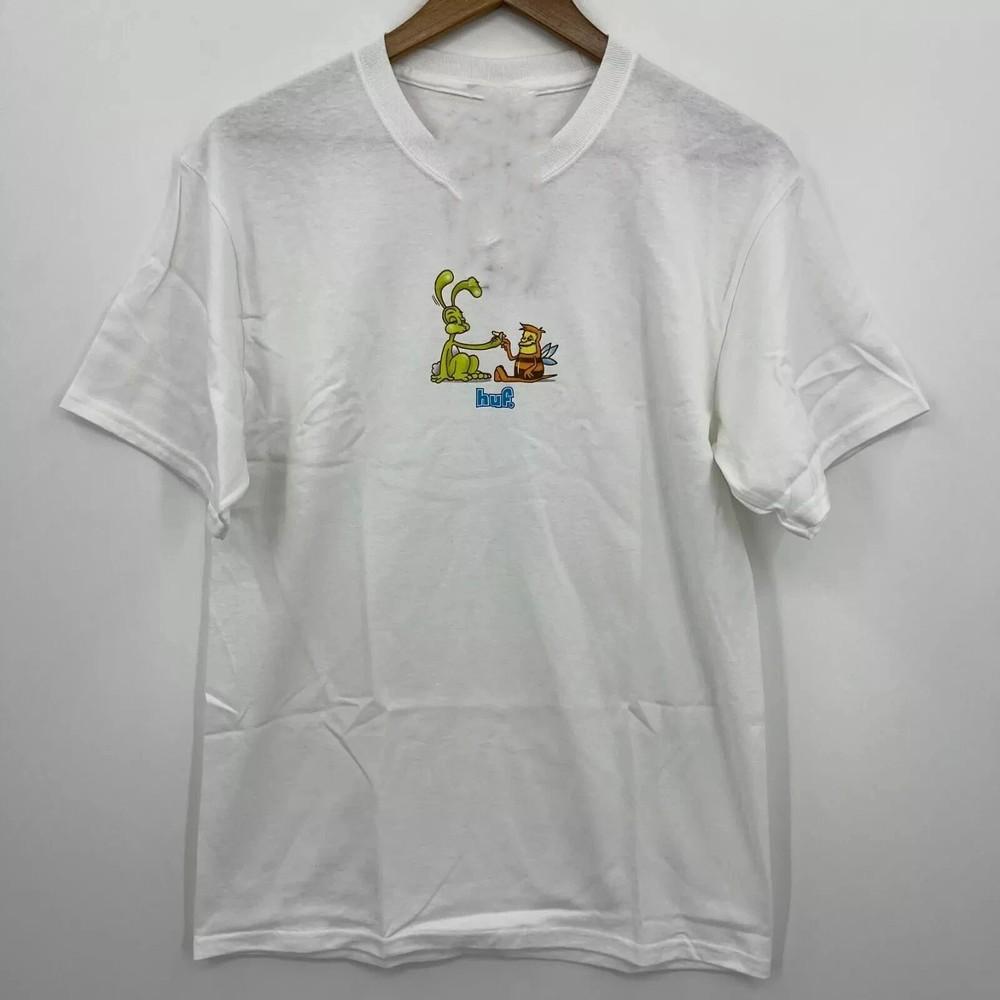 HUF Worldwide Мужская Белая Футболка с Графическим Логотипом  Best Friends  Новая с Бирками Унисекс S