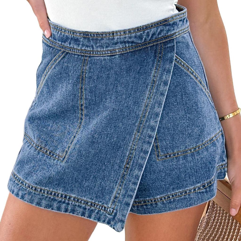 Dámské barevné džíny Stretch Slim Fit Distressed Denim Shorts