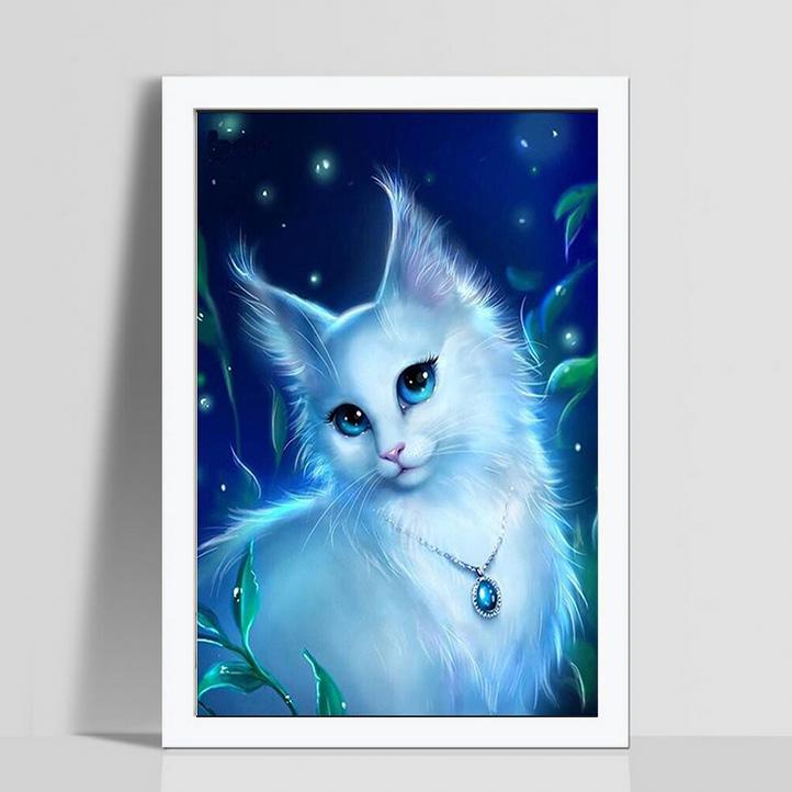 

5D DIY Алмазная картина Anmial Cat Полная площадь Алмазная вышивка Крестиком Настенная живопись 20*30 cm