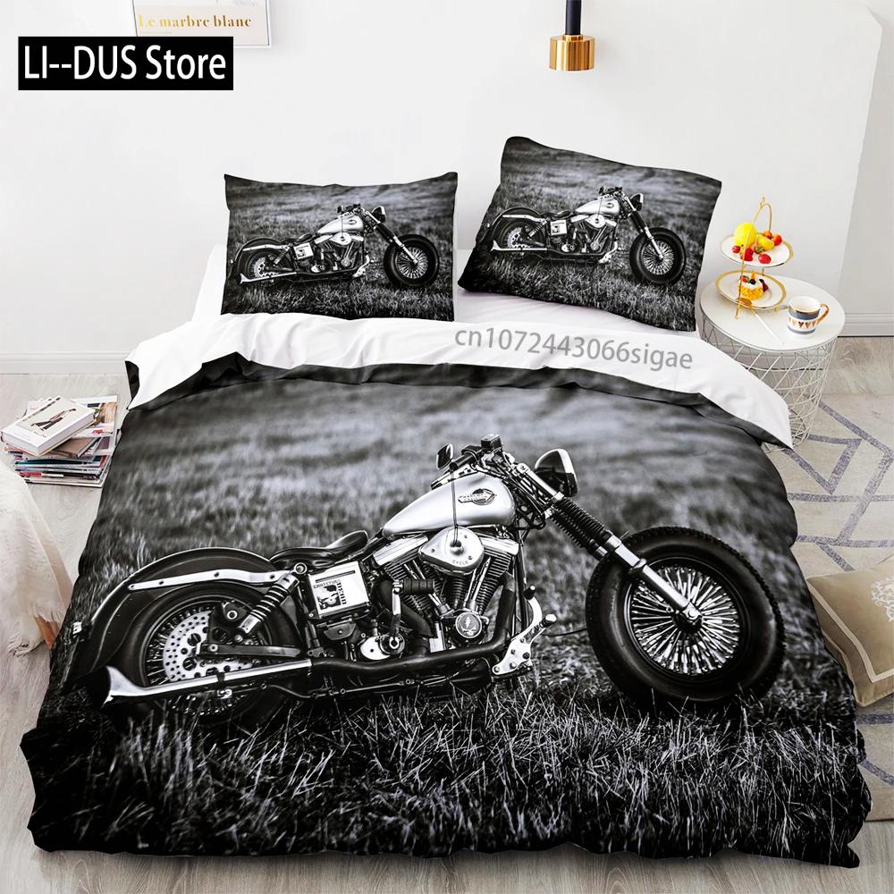 3D Print Cool Motorcycle Bedding Set Single Twin Full Queen King Size Bed Set Aldult Kid Bedroom Duvetcover Sets With Pillowcase