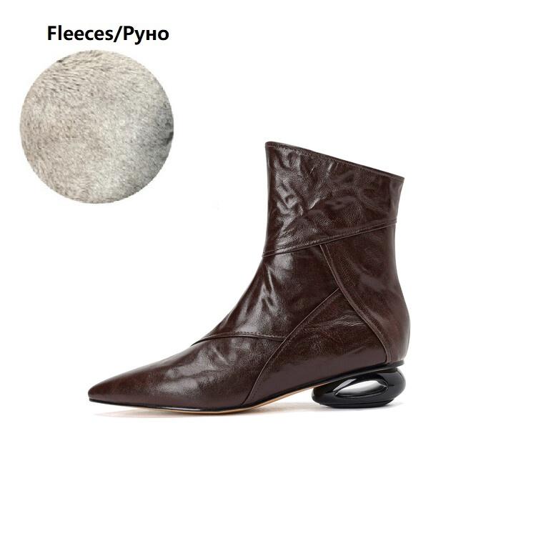 

Fashion NEW Autumn Women Boots Genuine Leather Shoes for Women Pointed Toe Strange Heel Shoes Zip Modern Boots Daily Shoes Ankle Boots 39