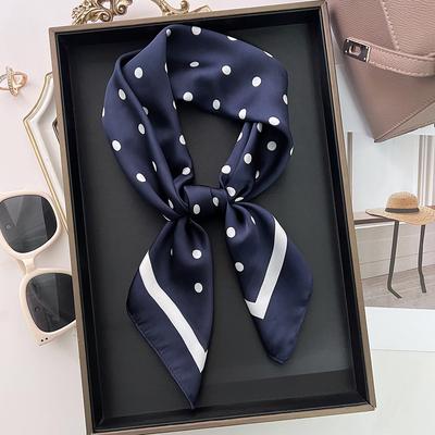 Polka Dot Simulation Silk Scarf Women'S Head Scarf Spring And Summer Professional Neck Protection Scarf Temperament Square Scarf