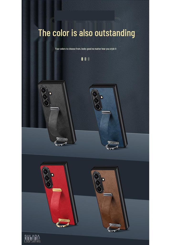 Samsung Z Fold7/6/5 Leather Texture Wrist Strap Stand Case