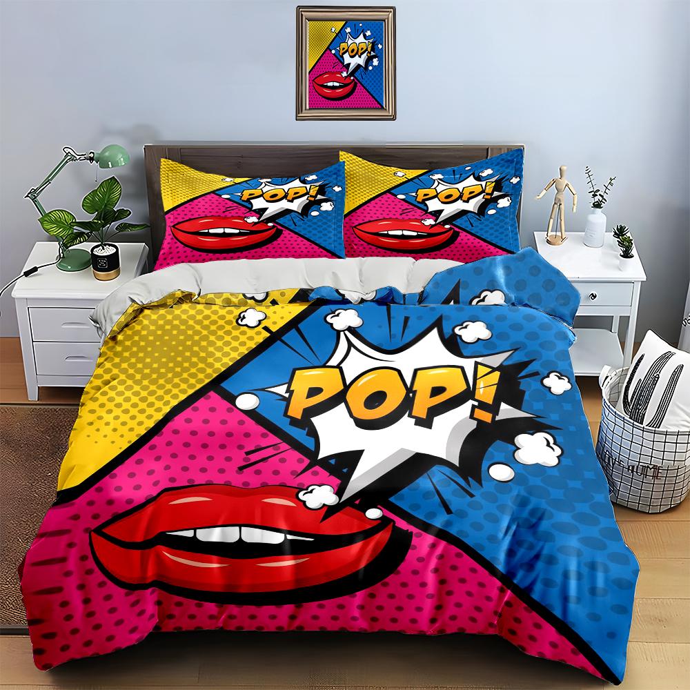 Comic-inspired design Bedding Duvet cover sets Duvet covers Pillowcases gifts (1 * Duvet Cover 2 * Pillowcases, without duvet insert)