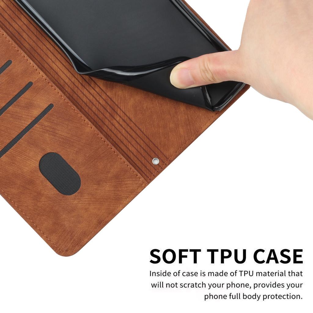 For Oppo Reno14 5G (China)/Oppo Reno14 F 5G/Oppo Reno14 5G (Global) Stand Case Imprinted Lines Leather Phone Cover