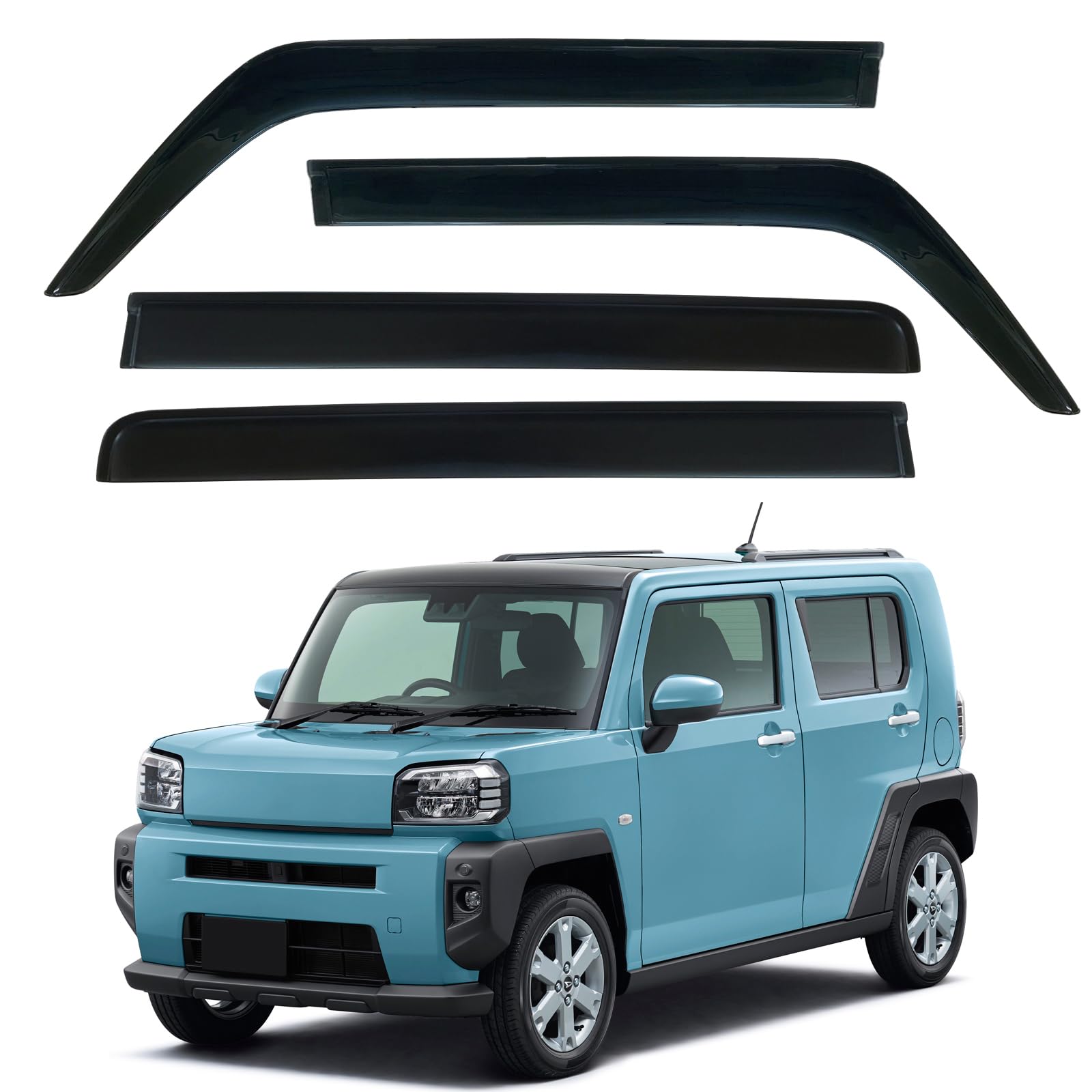 

YORKNEIC Боковые козырьки для Daihatsu New Taft LA900S LA910S Совместимы с моделями 2020 года и новее Дверные козырьки Оконные козырьки Прочная лента Брызговики чёрный