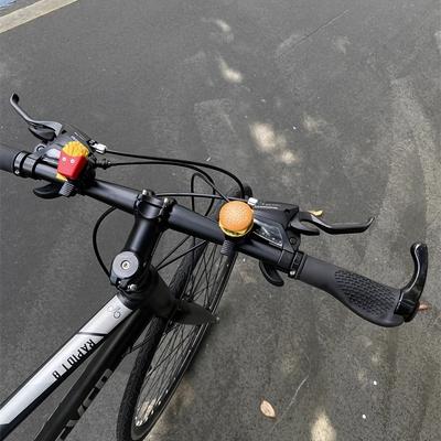 1pc Playful Food Themed Bicycle Bell Fun Outdoor Riding Accessories with Smile Burger and Fries Design