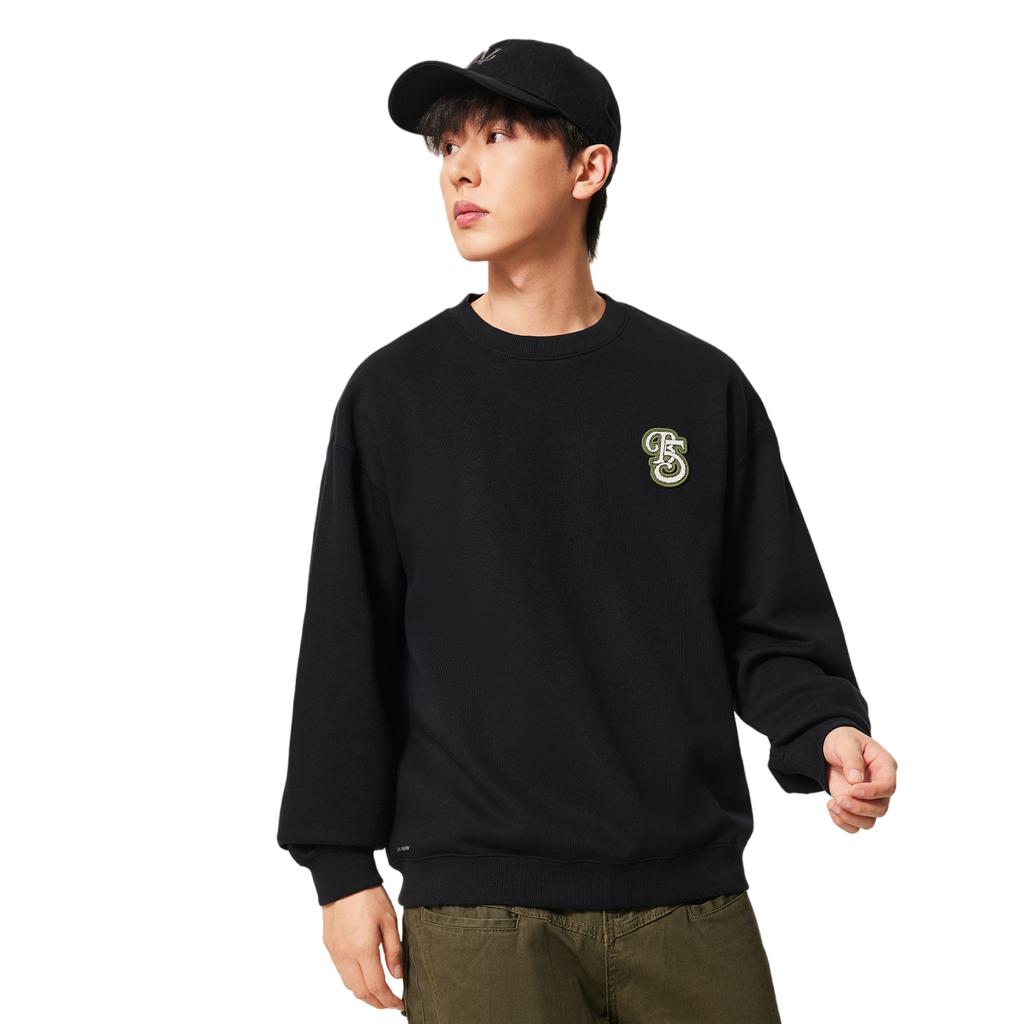 Li-Ning Geniş Kesim Bisiklet Yaka Kazak Harf Spor Moda Çok Yönlü Günlük Polar Sıcak Dikişli Sweatshirt Erkek sweatshirt AWDV879-5